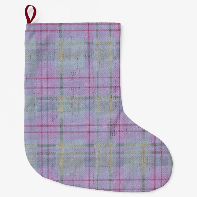  Weathered Lavender Plaid  Stor Julstrumpa (Framsidan)
