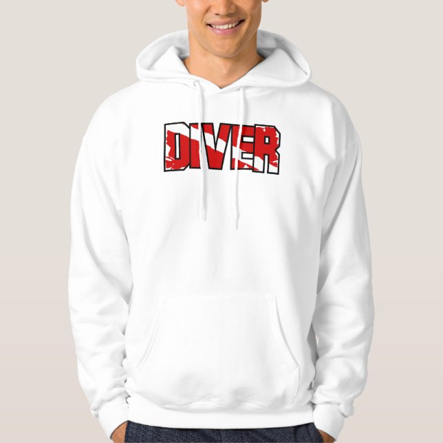 Weathered Scuba Diver Down Flag Hoodie (Framsida)