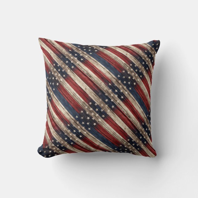 Weathered Stars & Stripes Wood Flag Kudde (Framsida)