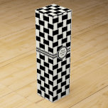 Weave - Black and Ivory on Grått Vin Box Presentask För Vinflaska<br><div class="desc">Weave in Black and Light Ivory (benvit) on a grått bakgrund. Andra tillgängliga färgrutor.</div>