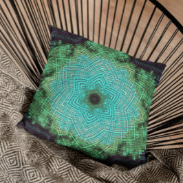 Weave Mandala Blue och Grönt Kudde