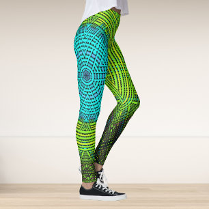 Weave Mandala Blue och Grönt Leggings
