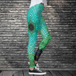 Weave Mandala Blue och Grönt Leggings