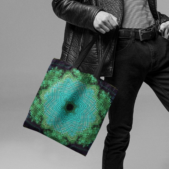 Weave Mandala Blue och Grönt Tygkasse (Skapare uppladdad)