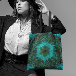 Weave Mandala Blue och Grönt Tygkasse
