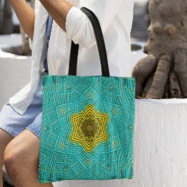 Weave Mandala Blue och Gult Tygkasse