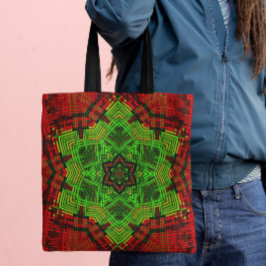 Weave Mandala Flower Red and Grönt Tygkasse