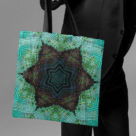 Weave Mandala Grönt Blue och Lila Tygkasse