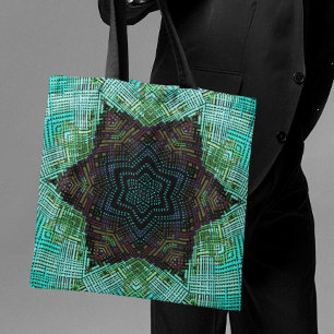 Weave Mandala Grönt Blue och Lila Tygkasse