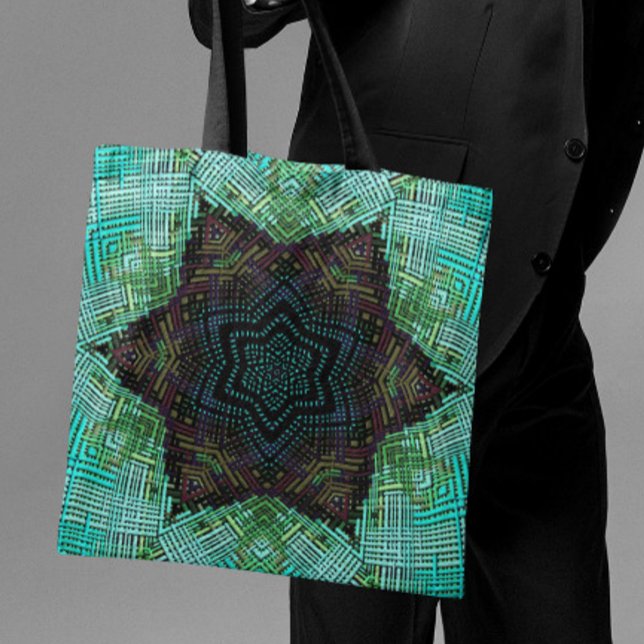 Weave Mandala Grönt Blue och Lila Tygkasse (Skapare uppladdad)