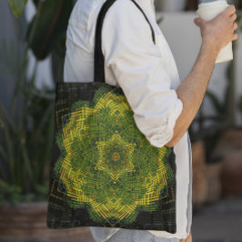 Weave Mandala Grönt Gult och Black Tygkasse