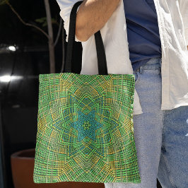 Weave Mandala Grönt Gult och Blue Tygkasse