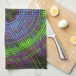 Weave Mandala Grönt Lila och Blue Kökshandduk