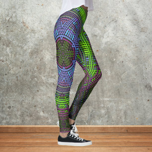 Weave Mandala Grönt Lila och Blue Leggings