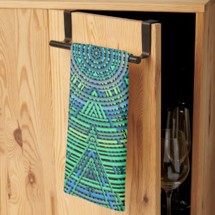 Weave Mandala Grönt och Blue Kökshandduk
