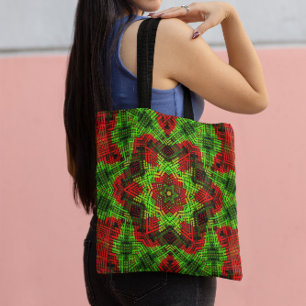 Weave Mandala Grönt och Red Tygkasse