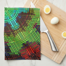 Weave Mandala Grönt Red och Blue Kökshandduk