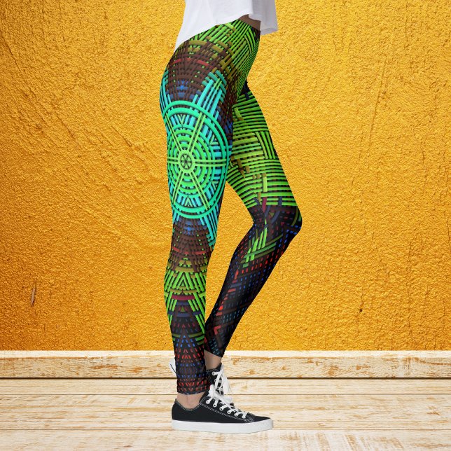 Weave Mandala Grönt Red och Blue Leggings (Skapare uppladdad)