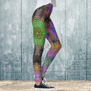 Weave Mandala Grönt Rosa och Blue Leggings