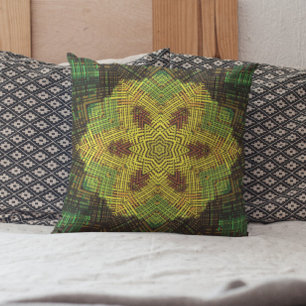 Weave Mandala-Gultens Grönt och Orange Kudde