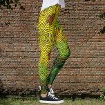 Weave Mandala-Gultens Grönt och Orange Leggings<br><div class="desc">Den här funkyn mandala har gult,  grönt och orange i ett basket-väv i stil. Psykedeliska visualer för modern hippie eller någon som kärlek odlar färg.</div>