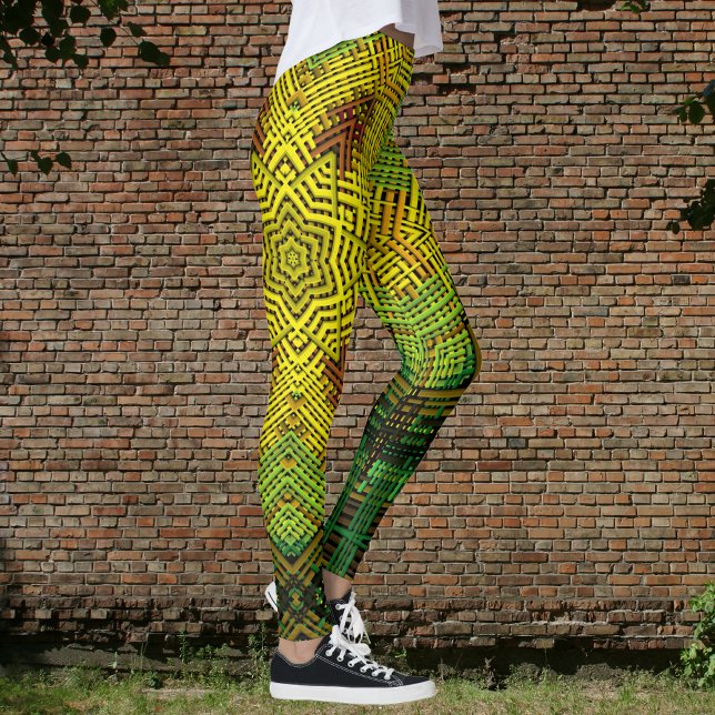 Weave Mandala-Gultens Grönt och Orange Leggings (Skapare uppladdad)