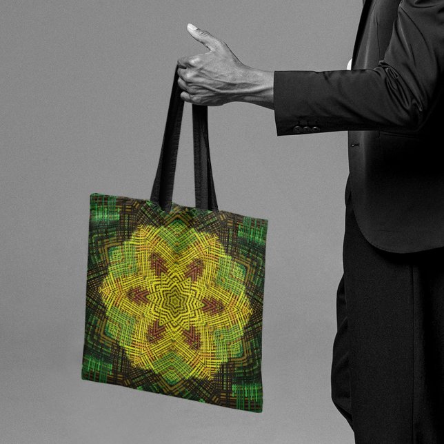 Weave Mandala-Gultens Grönt och Orange Tygkasse (Skapare uppladdad)