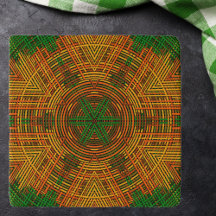 Weave Mandala-Gultens Orange och Grönt