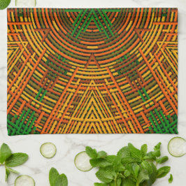 Weave Mandala-Gultens Orange och Grönt Kökshandduk