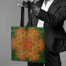 Weave Mandala-Gultens Orange och Grönt Tygkasse