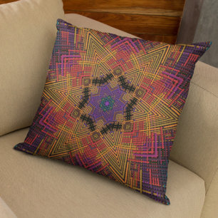 Weave Mandala-Gultens Orange och Lila Kudde