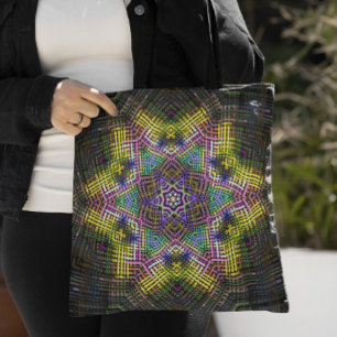 Weave Mandala-Gultens Rosa och Grönt Tygkasse