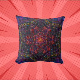 Weave Mandala Lila Gult Red och Blue Kudde