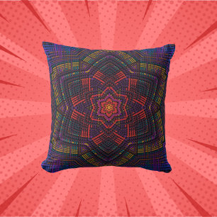 Weave Mandala Lila Gult Red och Blue Kudde