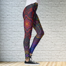 Weave Mandala Lila Gult Red och Blue Leggings