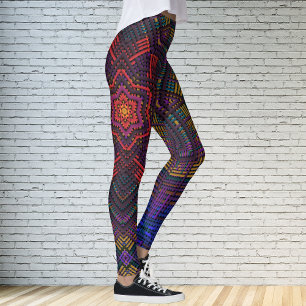 Weave Mandala Lila Gult Red och Blue Leggings