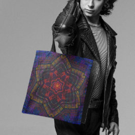 Weave Mandala Lila Gult Red och Blue Tygkasse