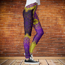 Weave Mandala Lila och Gult Leggings
