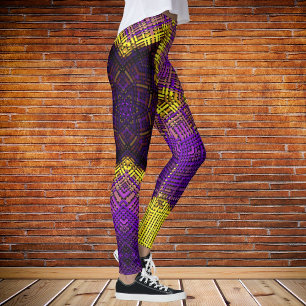 Weave Mandala Lila och Gult Leggings