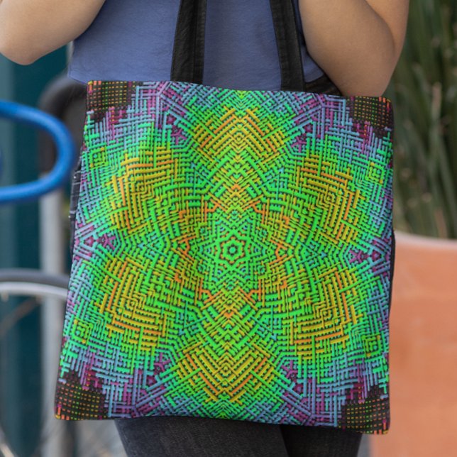 Weave Mandala Orange Grönt och Blue Tygkasse (Skapare uppladdad)