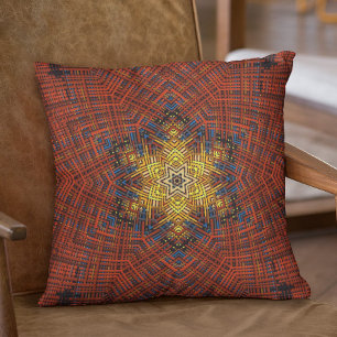 Weave Mandala Orange Gult och Blue Kudde