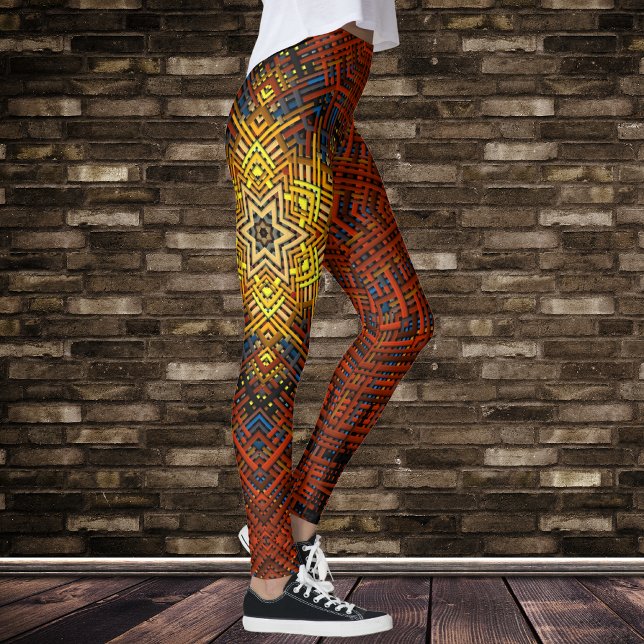 Weave Mandala Orange Gult och Blue Leggings (Skapare uppladdad)