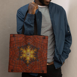 Weave Mandala Orange Gult och Blue Tygkasse