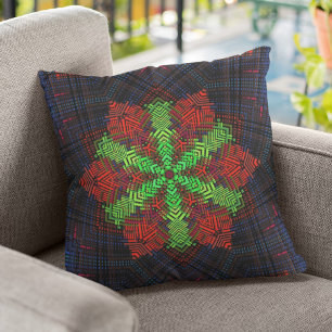 Weave Mandala Red Grönt och Blue Kudde