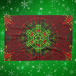 Weave Mandala Red och Grönt Kökshandduk<br><div class="desc">Den här funkyn mandala har röd och grönt i ett basket väv stil. Psykedeliska visualer för modern hippie eller någon som kärlek odlar färg.</div>