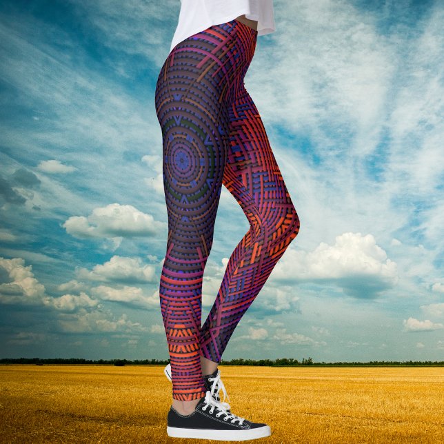 Weave Mandala Red Orange och Lila Leggings (Skapare uppladdad)