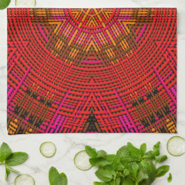 Weave Mandala Red Rosa och Gult Kökshandduk