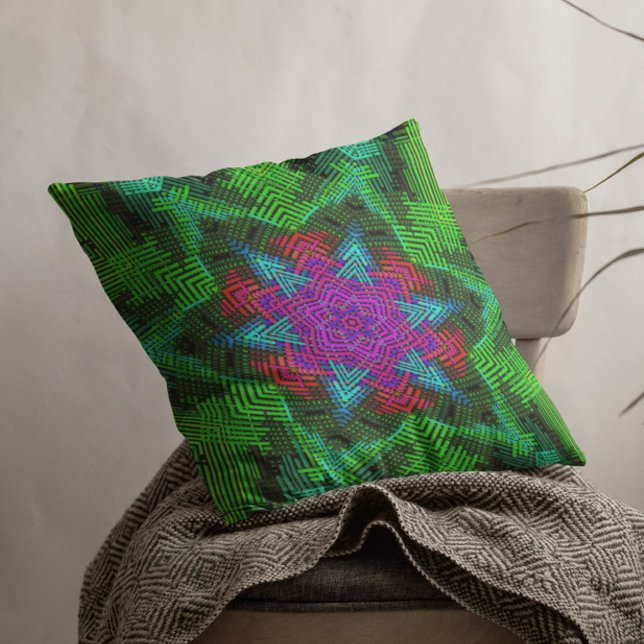 Weave Mandala Rosa Blue och Grönt Kudde (Skapare uppladdad)