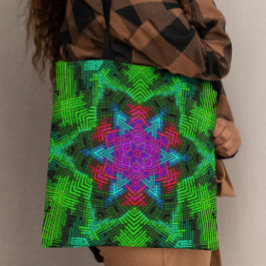 Weave Mandala Rosa Blue och Grönt Tygkasse