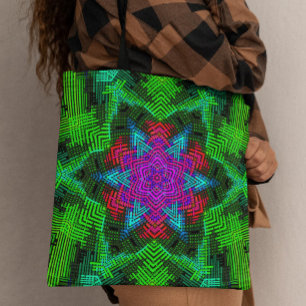Weave Mandala Rosa Blue och Grönt Tygkasse